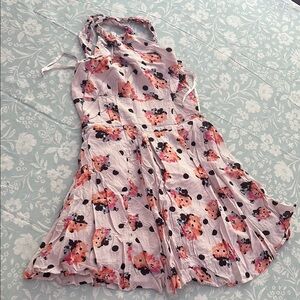 Free People Floral Polka Dot Mini Dress - Pink and Black